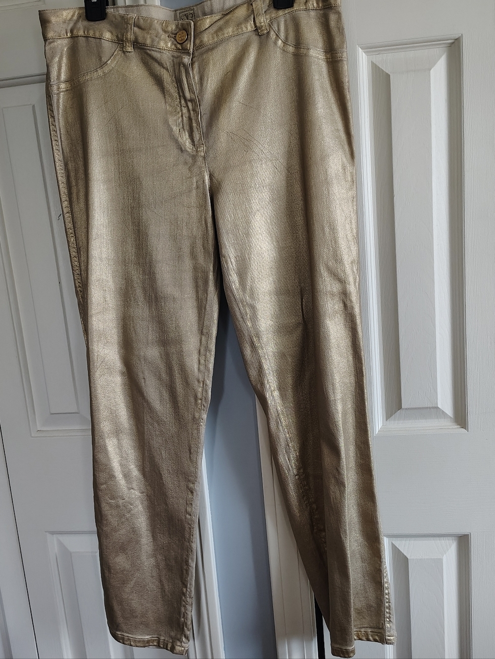 Basler Gold Coated Metallic Women’s Straight Leg Jeans 16